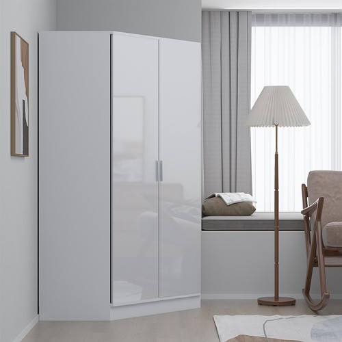 Door corner wardrobe white - corner,